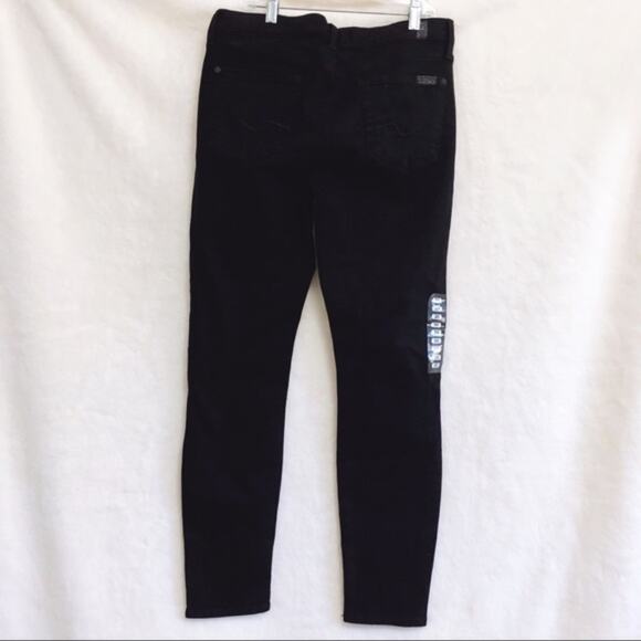 7 For All Mankind Denim - 7 For All Mankind Black Distressed Gwen Skinny Ankle Jeans